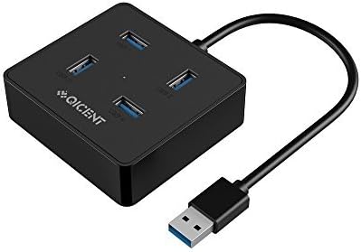 QICENT Mini USB 3.0 HUB 4 Port With BC1.2, Portable HUB for Mac OS,Vista7/8/8.1/10,Windows XP,Linux-Black