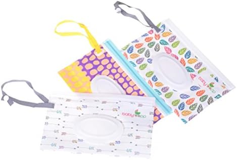 OKASU Reusable Wet Baby Wipe Travel Clamshell Pouch Dispenser Case - Set of 3 Pieces