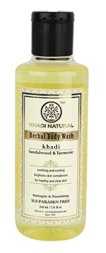 Khadi Natural Sandal and Turmeric Herbal Body Wash, SLS and Paraben Free, 210 ml