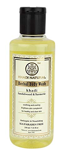 Khadi Natural Sandal and Turmeric Herbal Body Wash, SLS and Paraben Free, 210 ml