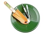 10" GREEN GOLD PAN - PANNING KIT, ORANGE Scoop, Snuffer & Black Sand MAGNET with POCKET CLIP