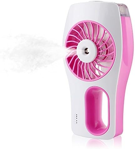 BearsFire 3-Modes Portable Handheld USB Mini Misting Fan with Personal Cooling Mist Humidifier Rechargeable Battery for Home Office Car Travel (Pink)