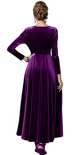 V-Neck Velvet Stretchy Long Dress 