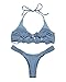 RUUHEE Women's 2 Pcs Bikini Brazilian Bottom Braided Rope Swimsuit Swimwear (S(US Size 0), Gray)