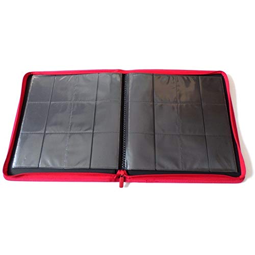 docsmagic.de Pro-Player 12-Pocket Playset Zip-Album Red - 480 Card Binder - MTG - PKM - YGO