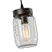LNC Farmhouse Mason Jar Chandelier, 5-Light Adjustable Rustic Pendant Chandeliers Hanging Light Fixture for Kitchen Island and Dining Room Brown