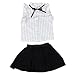 FEITONG Girls Stripe Shirt Chiffon Culottes 2 Pieces Set Clothes Skirt Suit