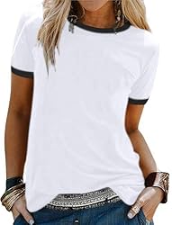 Remidoo Womens Ringer Tee Crew Neck Color Block