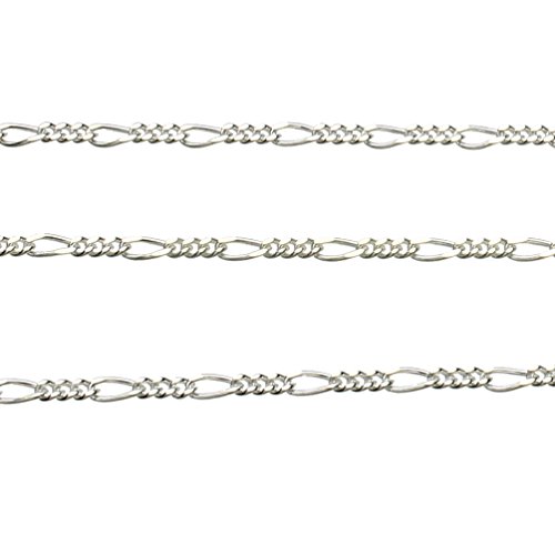 Sterling Silver Diamond-Cut Figaro 3+1 Chain Italy Unfinished Bulk 5 Feet