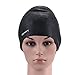 1 PC Swim cap Silicone With Ear Protect Pouch for Adult Men Women Youth Kids Child Keeps Hair Clean(Blue) (black)
