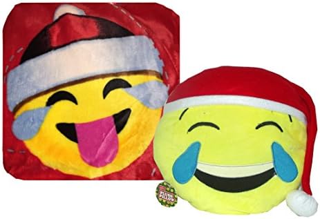 Emoji Santa Christmas Microplush Blanket Throw with Santa Emoji LOL Laughing Outloud Pillow Gift Set ( Throw: 50" inch x 60" inch Pillow: 11")