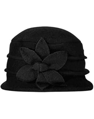 Women's Elegant Flower Beret Wool Cap Cloche Bucket Hat