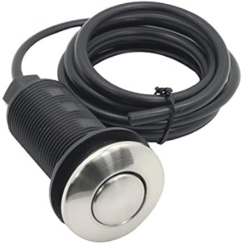 Air Activated Switch Button with Air Hose, Sink Garbage Disposal Parts (BRUSHED STAINLESS STEEL)