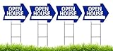 Open House Arrow Shaped Sign Kit with Stands - 4 Pack (Includes 4 signs and 4 stands) (Blue)