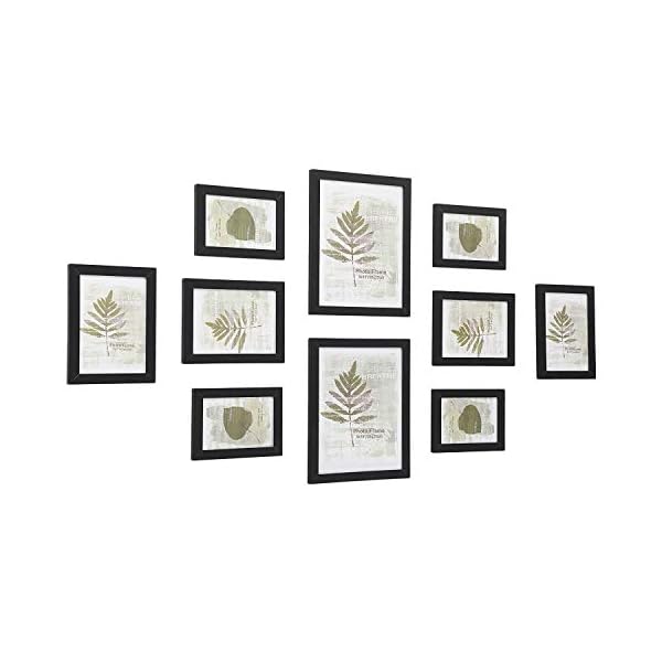 SONGMICS Bilderrahmen 10er Set, für 2 Fotos in 20 x 25 cm, 4 Fotos in 13 x 18 cm, 4 Fotos in 10 x 15 cm, Kunststoffscheibe, MDF, tintenschwarz RPF310H