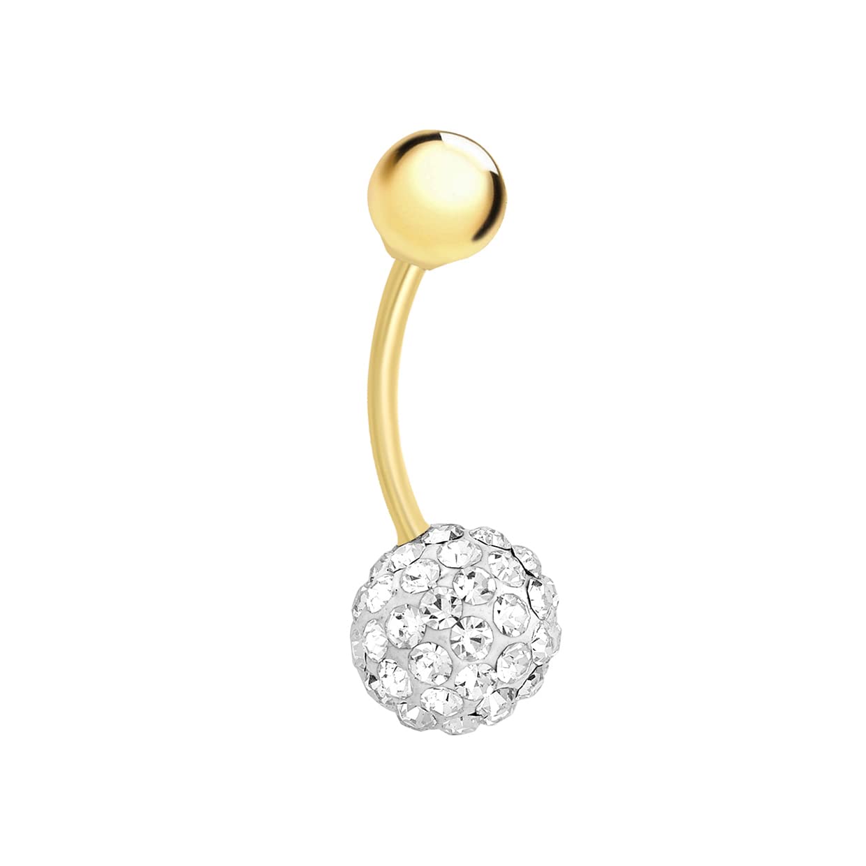 CARISSIMA Women's 9ct Yellow Gold Crystal Cluster Belly Bar