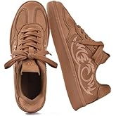 JACKSHIBO Women's Ribbon Lace-Up Fashion Sneakers Arch Support Gum Sole Tennis Walking Shoes with Memory Foam