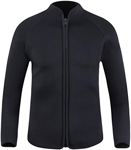 EYCE DIVE &amp; SAIL Men's 3mm Wetsuit Jacket Top Long Sleeve Neoprene Wetsuits (Simple Black, XX-Large)
