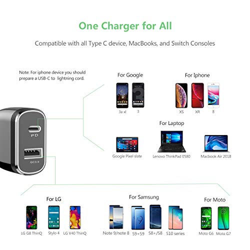 Cluvox USB C PD Car Charger 65W Compatible for Apple MacBook/Pro/Air/iPad Pro 2018/Chromebook 45W Laptop Car Charger Power Delivery&18W Quick Charge 3.0 USB Phone Charger for Car, 6.6ft Type C Cord