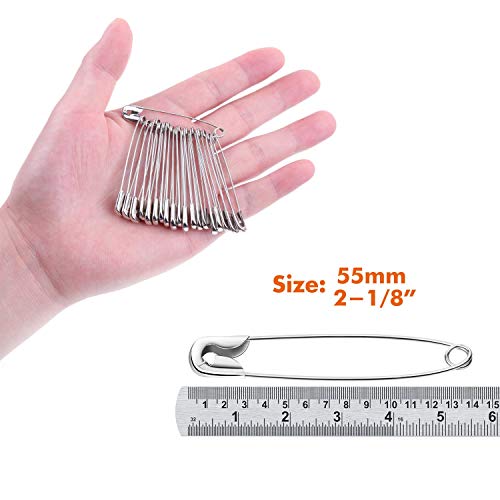 image for Safety Pins, Cridoz 150 Pcs Large Silver Safety Pins Bulk for Home Sch
