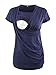 Ecavus Women's Nursing Tops Short & Long Sleeve Breastfeeding Shirt Side Ruched Maternity Clothes