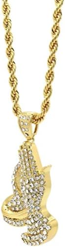 POPLife Mens Golden Plated Iced Out 6God Medium Pendant Hip-Hop 30" Rope Necklace Chain