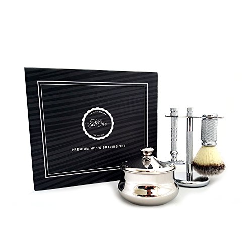 SchÃ¶ne Premium Men s Shaving Set, Beautiful Bowl, Shave Brush, Stand and Safety Razor, Great Gift Idea for Father Husband or Boyfriend, Beautiful Packed in a Gift Box (Shaving Set)