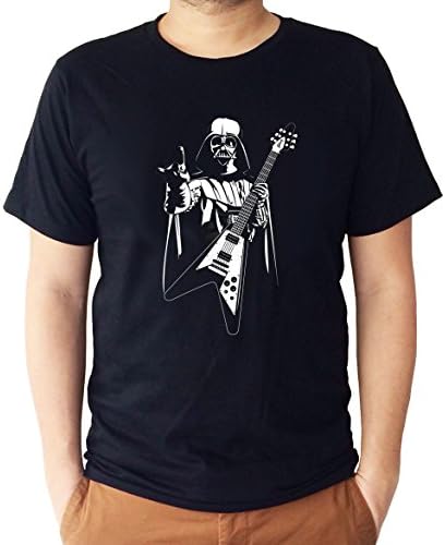 SUPERGLAMTEES Star Wars Darth Vader Rock Finger Guitar T-Shirt - Black - Medium