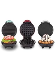 Dash DGMS03GBCL Mini Maker Grill, Griddle + Waffle Iron, 3 pack, Red/Aqua/White