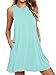 VIISHOW Womens Basic Sleeveless Casual Loose Pockets Tshirt Dress,Nile Blue,Large
