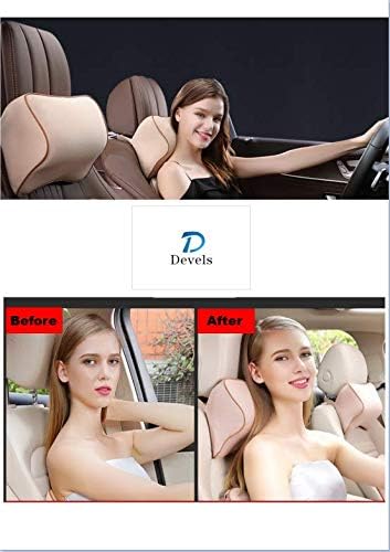 Devels Memory Foam Car Headrest Neck Pillow, High Elastic Rebound Head Support Pillow Pad Neck Rest Cushion for Driving Car Seats Office Chairs, Relief Pain Fatigue, Breathable & Detachable (Black)