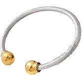 Imole Jewels Luxx Open Cuff Silver Bangle Bracelet with Gold Accents in a Premium Jewelry Box