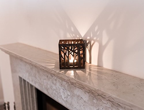 Wooden Candle Lantern 4.3x4.3x4.3 inches - Wooden Candle Holder - Rustic Candle Holder - Brown Lasercut Candle Holder - Wooden Tealight Lantern - Thumbnail 2