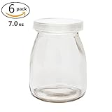 6 Jars Yoghurt Jars pudding Jar with Lid Yogurt Glass with Plastic Cap Replacement Glass Jars for Yogurt Maker Yogurt Glass with Plastic Cap PE CAP 100ml 150ml 200 ml (7.0 oz - 6 jars)