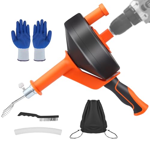 VAYOTOY Professional Pipe Unblocker, 10 m Flexible Spiral Unclogging Pipes for Kitchen Sinks, Bathrooms and Showers. Including Gloves, Bag, Brush