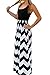 ChongXiao Women Summer Sleeveless Boho Wave Striped Beach Chevron Maxi Dress(FBA)