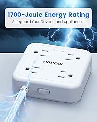 HOPOW Flat Plug Power Strip with 30W USB C Port, 5
