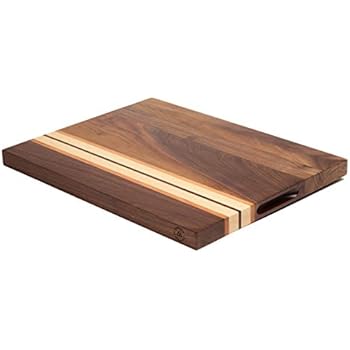 Large Multipurpose American Walnut Wood Cutting Board with Cherry/Maple Accents: 17x13x1.1 Reversible Charcuterie Board with Cracker Holder (Gift Box Included) by Sonder Los Angeles