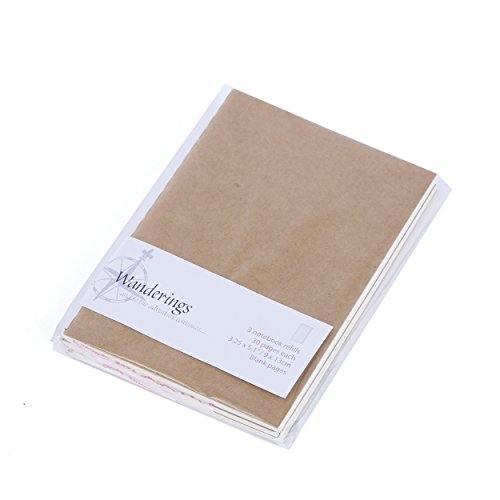 Wanderings Traveler's Pocket Notebook Refill Inserts - Blank Paper - Set of 3 | Passport Journal Size | 5 x 3.5 Inches (12.5 x 9 cm) B7 - Thumbnail 3