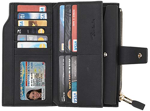 Travelambo Womens RFID Blocking Large Capacity Luxury Waxed Genuine Leather Clutch Wallet Multi Card Organizer - Image 4