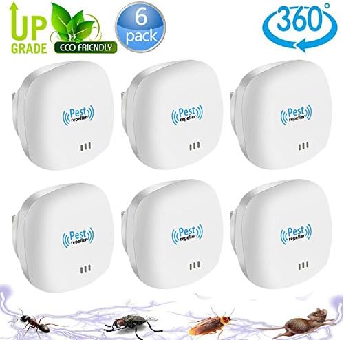 Tomu Ultrasonic Pest Repeller for Bugs and Insects, Mice Repellent to Repel and Prevent Mouse, Ant, Mosquito, Spider, Rodent, Roach,Child and Pets Safe Control (6 Colorful) (6 Write Mini)