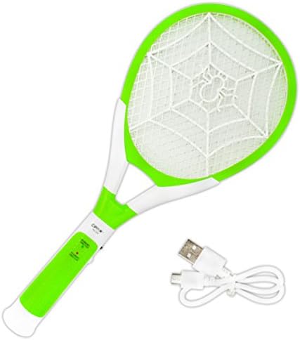 Hisonders Electric Fly Swatter, USB Charging Mosquito Bug Zapper Racket with LED Light (206-GREEN)