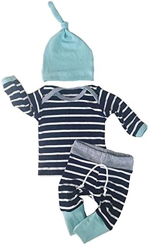 Newborn Baby Boys Girls Clothes Long Sleeve Tops Pants Trousers Hat Outfits Set