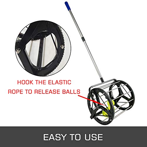 Happibuy Tennis Ball Picker 40 Balls Hopper Mover Tennis Ball Retriever Collector Pick Tennis Ball Picker Upper Tennis Hopper Tennis Ball Basket Tennis Ball Hopper for Tennis (Round)