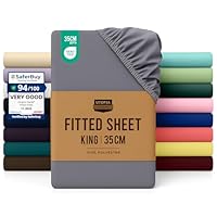 Utopia Bedding Fitted Sheet King, Grey - Deep Pocket 14 inch (35 cm) - Easy Care - OEKO-TEX Certified - Soft Brushed Microfibre Fabric - Shrinkage and Fade Resistant - Bottom Sheet