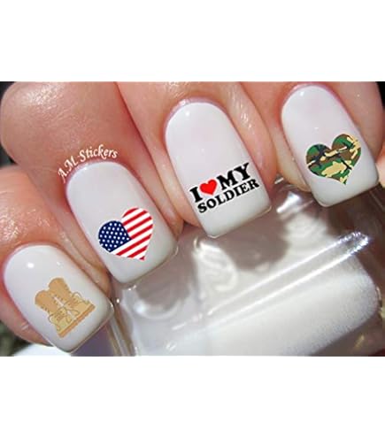 USAF Air Force Wife Heart Nail Decals - 20 WaterSlide Military Nail Art Stickers Made In USA