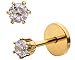 ComfyEarrings Crystal Clear 4mm CZ Gold Plated Prong Stud Earrings