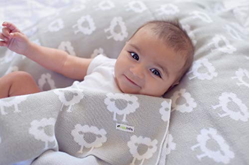 Ziggy Baby Organic Sheep Knitted Blanket Gray and White - Thumbnail 2