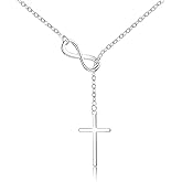 925 Sterling Silver Faith Hope Love Cross Pendant Necklace for Women Valentine's Day Necklace for Her