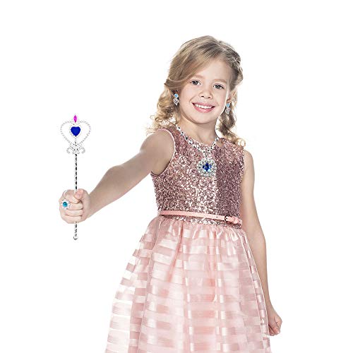 Balhvit 65 Pcs Princess Pretend Jewelry Toy, Girl's Jewelry Dress Up Play Set with Crowns, Necklaces, Earrings, Rings, Wands, Bracelets, Pretend Play Toddler Jewelry for Girls Birthday Party Favors